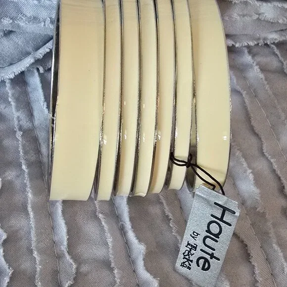 Set of 7 Creme Bangle Bracelets Haute by Treska NWT - Picture 9 of 13